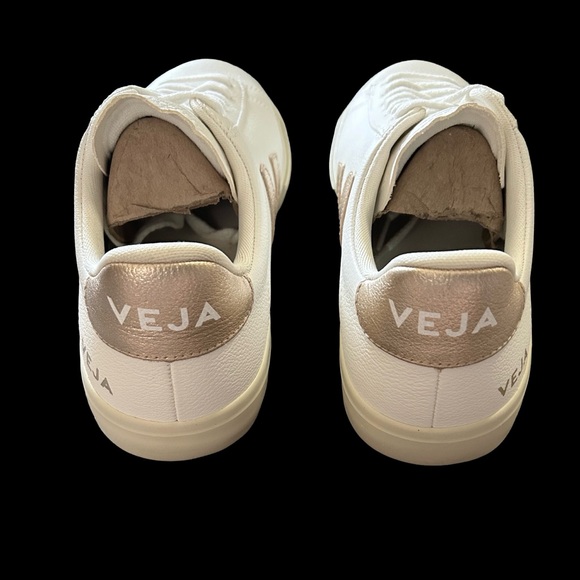 New! Veja White and Gold Sneakers - Picture 4 of 6